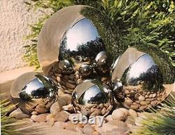 4 Boules de verre luisantes en acier inoxydable chromé miroir réfléchissant décoration de jardin