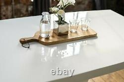 Alula Table À Manger De Luxe Blanc Brillant / Acier Inoxydable Base Bois Moderne Brillant