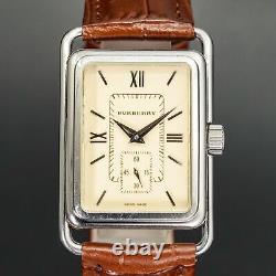 BOÎTE N-MINT BURBERRY BU1202 Montre pour hommes carrée à petite seconde en forme de tank avec bracelet neuf