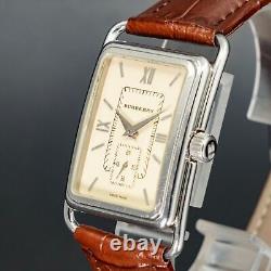 BOÎTE N-MINT BURBERRY BU1202 Montre pour hommes carrée à petite seconde en forme de tank avec bracelet neuf