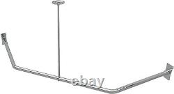 Barre de douche néo-angle en chrome élégant avec kit de support au plafond inclus
