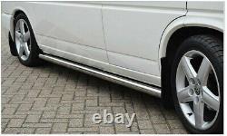 Barre de marche latérale en acier inoxydable poli pour VW Transporter T5 LWB 03+