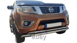 Barre de protection en acier inoxydable Chrome Double Spoiler S. Fit Nissan Navara D23/NP300 2016+76 mm