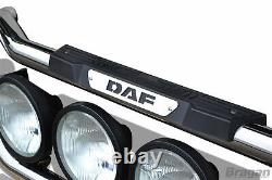 Barre lumineuse de grill D + marchepied + 9 spots + LEDs ambrées pour DAF CF 2014+ Chrome.