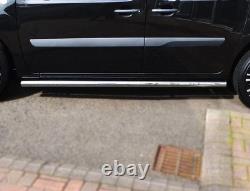 Barres latérales en acier inoxydable chrome + LED ambre pour Mercedes Sprinter MWB 2018+