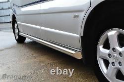 Barres latérales pour Vauxhall Opel Vivaro LWB 2002 2014 Jupe en acier inoxydable poli pour fourgon.