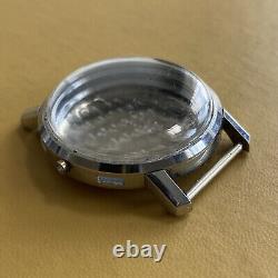 Boîtier de montre chronographe vintage. Acier inoxydable / Chrome. 38,6mm. NOS
