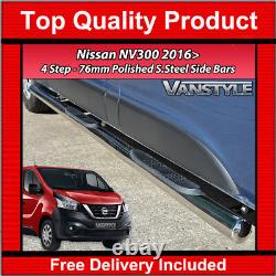 Convient Nissan Nv300 16 Swb 76mm 4 Étapes Barres Latérales En Acier Inoxydable Chrome Étapes