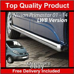 Convient Nissan Primastar 2001-2014 76mm H / Lwb Barre Latérale En Acier Inoxydable Chrome Étapes