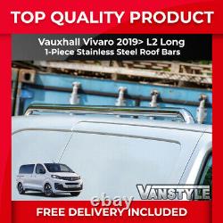 Convient Vauxhall Vivaro 19 Long L2 Barres de toit en acier inoxydable Poli Chrome