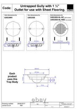 Couvercle en acier inoxydable pour goulottes non piégées de la gamme McAlpine, 1,5 pouces de diamètre x 75 mm de hauteur
