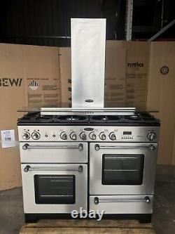 Cuisinière à double combustible en acier inoxydable Rangemaster Kitchener 110 avec hotte