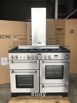 Cuisinière à double combustible en acier inoxydable Rangemaster Kitchener 110 avec hotte