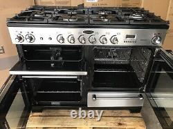 Cuisinière à double combustible en acier inoxydable Rangemaster Kitchener 110 avec hotte