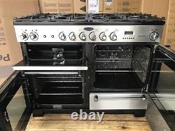 Cuisinière à double combustible en acier inoxydable Rangemaster Kitchener 110 avec hotte