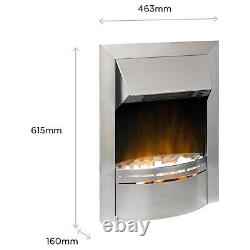 Dimplex Dakota Acier Inoxydable Encastré Effet de Flamme Électrique Optiflame 2kW