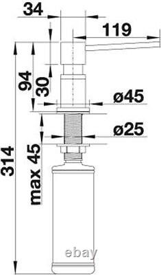 Distributeur de liquide vaisselle Blanco 525808 Lato Chrome Lato-chrome-525808, 314