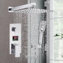 Ensemble de douche carré Chrome Digital Square 12 avec mitigeur 2 voies iBox, pomme de douche pluie et douchette