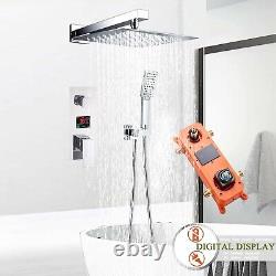 Ensemble de douche carré Chrome Digital Square 12 avec mitigeur 2 voies iBox, pomme de douche pluie et douchette