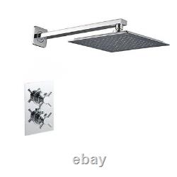 Ensemble de douche carré en chrome avec mélangeur à 1 voie et pommeau de douche pluie