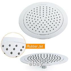 Ensemble de douche double Chrome avec mitigeur encastré, bras de plafond, support pour douchette et kit de douchette 9 positions