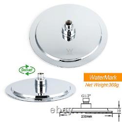 Ensemble de douche double Chrome avec mitigeur encastré, bras de plafond, support pour douchette et kit de douchette 9 positions