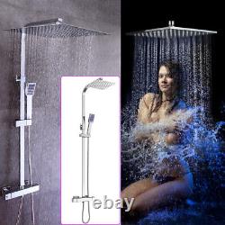 Ensemble de douche thermostatique avec mitigeur double tête, robinet de valve exposé, carré 30 cm salle de bain