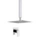Ensemble De Mélangeur De Douche Carré Chrome Avec Tête En Acier Inoxydable De 200 Mm Et Bras De Suspension Au Plafond.