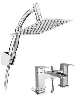 Ensemble de mitigeur de baignoire/douche avec bras d'extension de tête de douche carrée de 200 mm et kit de tuyau