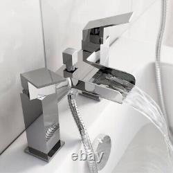 Ensemble de mitigeur de baignoire/douche avec bras d'extension de tête de douche carrée de 200 mm et kit de tuyau