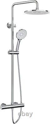 Ensemble de mitigeur de douche thermostatique 25cm Rond Pomme de douche en pluie chromée