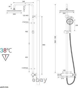 Ensemble de mitigeur de douche thermostatique 25cm Rond Pomme de douche en pluie chromée