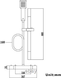 Ensemble mitigeur de douche thermostatique, robinet de douche carré avec kit de colonne de douche réglable, Ch