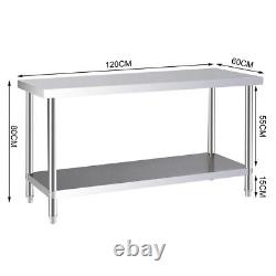 Étagère de table de travail de cuisine de 1200x600x800mm en chrome pour la préparation alimentaire