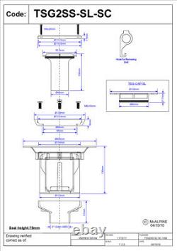 Goulotte de siphon de douche McAlpine pour sols en tôle 110 mm et sortie de 2'' TSG2SS-SL-SC