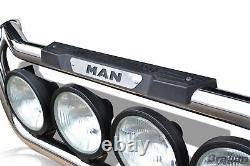Grill Bar + Tapis de marche + LED latérales pour Man TGA Lampes avant en acier inoxydable chromé