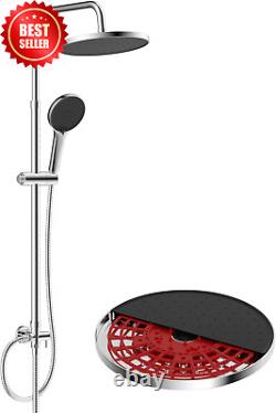 Kit de douche pluie auto-nettoyant en acier inoxydable 304 avec rail ajustable en chrome