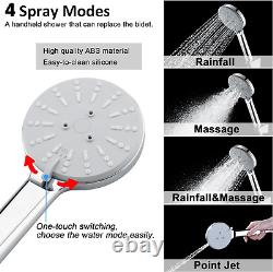 Kit de rail de douche, barre en acier inoxydable avec douche pluie de 9 pouces et tuyau de 180 cm, Han