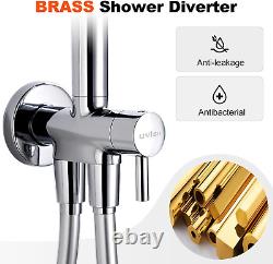 Kit de rail de douche, barre en acier inoxydable avec douche pluie de 9 pouces et tuyau de 180 cm, Han