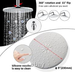 Kit de rail de douche, barre en acier inoxydable avec douche pluie de 9 pouces et tuyau de 180 cm, Han