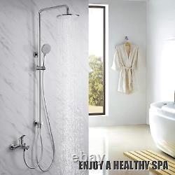 Kit de rail de douche, barre en acier inoxydable avec douche pluie de 9 pouces et tuyau de 180 cm, Han