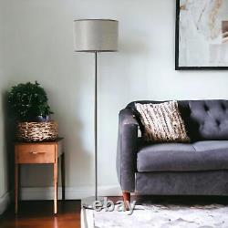 Lampe de sol en acier inoxydable Abat-jour gris texturé en forme de gaufre Design moderne en chrome