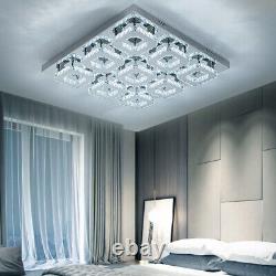 Lumière de plafond en cristal LED Lampe en cristal K9 Luminaires en acier inoxydable montés encastrés