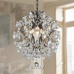 Meilleur Lustre Pendentif Moderne Noir en Cristal Goutte de Pluie Éclairage Plafonnier