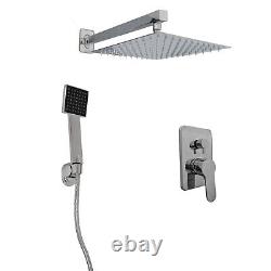 Mélangeur de douche thermostatique carré en chrome pour salle de bains avec ensemble de robinets à double tête dissimulée