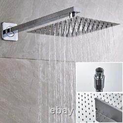 Mélangeur de douche thermostatique carré en chrome pour salle de bains avec ensemble de robinets à double tête dissimulée