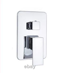 Mélangeur de douche thermostatique dissimulé carré en chrome pour salle de bains avec robinet double tête