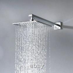 Mélangeur de douche thermostatique dissimulé carré en chrome pour salle de bains avec robinet double tête