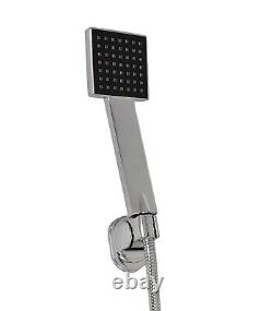 Mélangeur de douche thermostatique encastré carré 2 voies, tête de douche, chrome à main