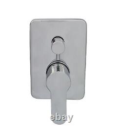Mélangeur de douche thermostatique encastré carré 2 voies, tête de douche, chrome à main